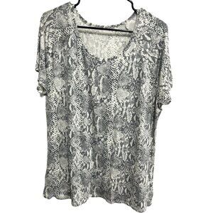 Time & Tru Womens Snake Print Short Sleeve Top Sz XL